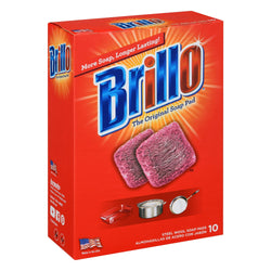 Brillo Steel Wool Soap Pad Cleaner With Oxi Clean - 10 CT 12 Pack