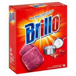 Brillo Steel Wool Soap Pad Cleaner With Oxi Clean - 18 CT 12 Pack