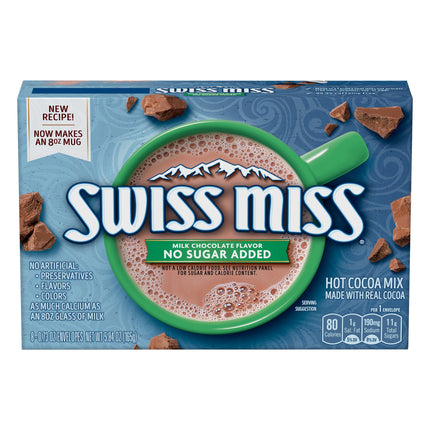 Swiss Miss Milk Chocolate No Sugar Added Hot Cocoa mix - 5.84 OZ 12 Pack