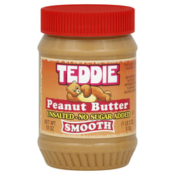 Teddie Old Fashioned Smooth Peanut Butter No Salt No Sugar - 18 OZ 12 Pack
