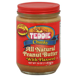 Teddie Old Fashioned Peanut Butter Chunky Flaxseed - 16 OZ 12 Pack
