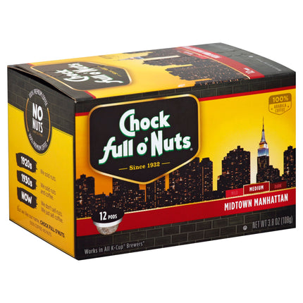 Chock Full O' Nuts Coffee Pods Mid Manhattan - 3.8 OZ 6 Pack
