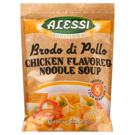 Alessi Brodo Di Pollo Sicilian Chicken Noodle Soup Mix - 6 OZ 6 Pack
