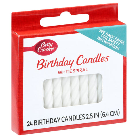 Betty Crocker Candles White Stripe - 24 CT 12 Pack