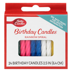 Betty Crocker Candles Rainbow Spiral - 24 CT 12 Pack