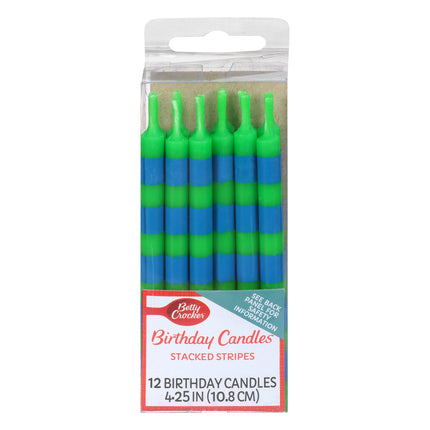 Betty Crocker Candles Stacked Stripes - 12 CT 6 Pack