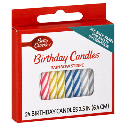 Betty Crocker Candles Rainbow Stripe - 24 CT 12 Pack