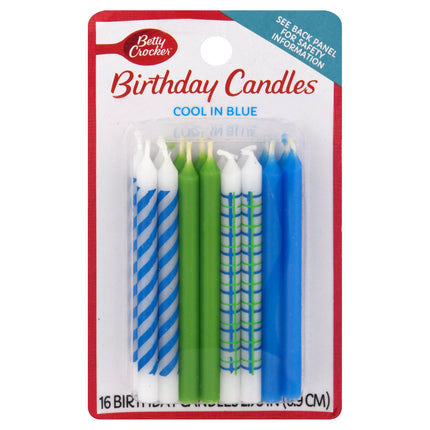 Betty Crocker Cool Blue Candles - 16 CT 12 Pack