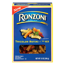 Ronzoni Tricolor Rotini Pasta - 12 OZ 12 Pack