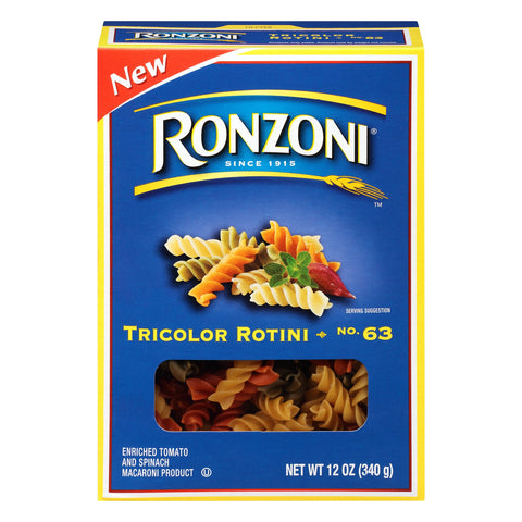 Ronzoni Tricolor Rotini Pasta - 12 OZ 12 Pack