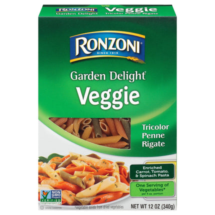 Ronzoni Garden Delight Veggie Tri-Color Penne Rigate - 12 OZ 12 Pack