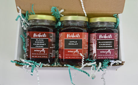 Herberts Wine Jelly Selected Red Wine Jellies: Apple, Cherry, Blackberry - 6 OZ 3 Pack