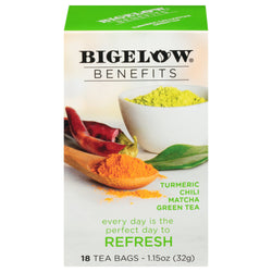 Bigelow Benefits Green Matcha With Tumeric Chili Tea - 18 CT 6 Pack