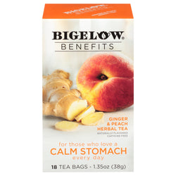 Bigelow Benefits Ginger & Peach Herbal Tea - 18 CT 6 Pack