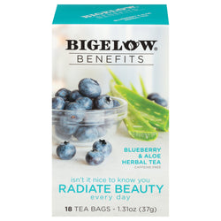 Bigelow Benefits Blueberry & Aloe Herbal Tea - 18 CT 6 Pack