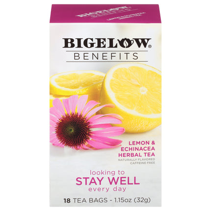 Bigelow Benefits Lemon & Echinacea Herbal Tea - 18 CT 6 Pack