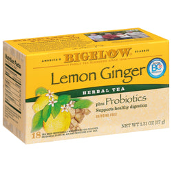 Bigelow Lemon Ginger Herb Plus Probiotics Tea - 18 CT 6 Pack