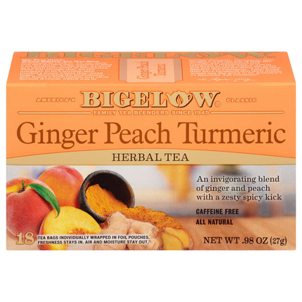 Bigelow Ginger Peach Turmeric Herbal Tea - 18 CT 6 Pack