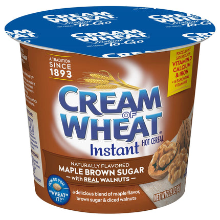 Cream Of Wheat Instant Maple Brown Sugar With Walnuts To Go Cups - 2.29 OZ 6 Pack