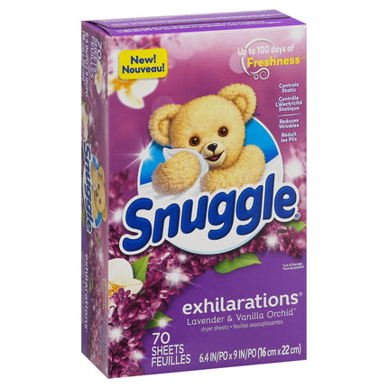Snuggle Fabric Softener Sheets Exhilaration Lavender - 70 CT 9 Pack