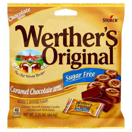 Werther's Original Sugar Free Caramel Chocolate Hard Candies - 2.35 OZ 12 Pack