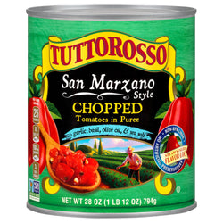 Tuttorosso San Marzano Chopped Tomatoes in Puree With Basil & Garlic - 28 OZ 6 Pack