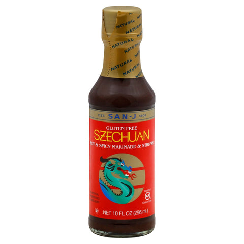 San J Gluten Free Hot & Spicy Szechuan Marinade & Stir Fry - 10 FZ 6 Pack