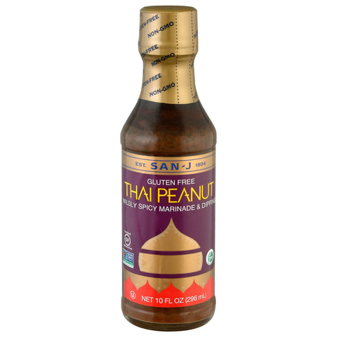San J Gluten Free Thai Peanut Marinade - 10 FZ 6 Pack