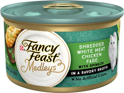 Fancy Feast Medleys Shredded White Meat Chicken Fare With Spinach - 3 OZ 24 Pack