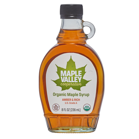 Maple Valley Cooperative Organic Amber & Rich 8 oz Flat Glass - 8 OZ 12 Pack