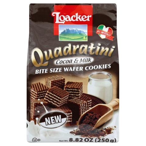 Loacker Quadratini Cocoa & Milk Wafer Cookies - 8.82 OZ 6 Pack