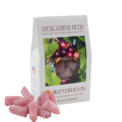 BUTTERFIELDS CANDY MUSCADINE BUDS - 3 OZ 12 Pack