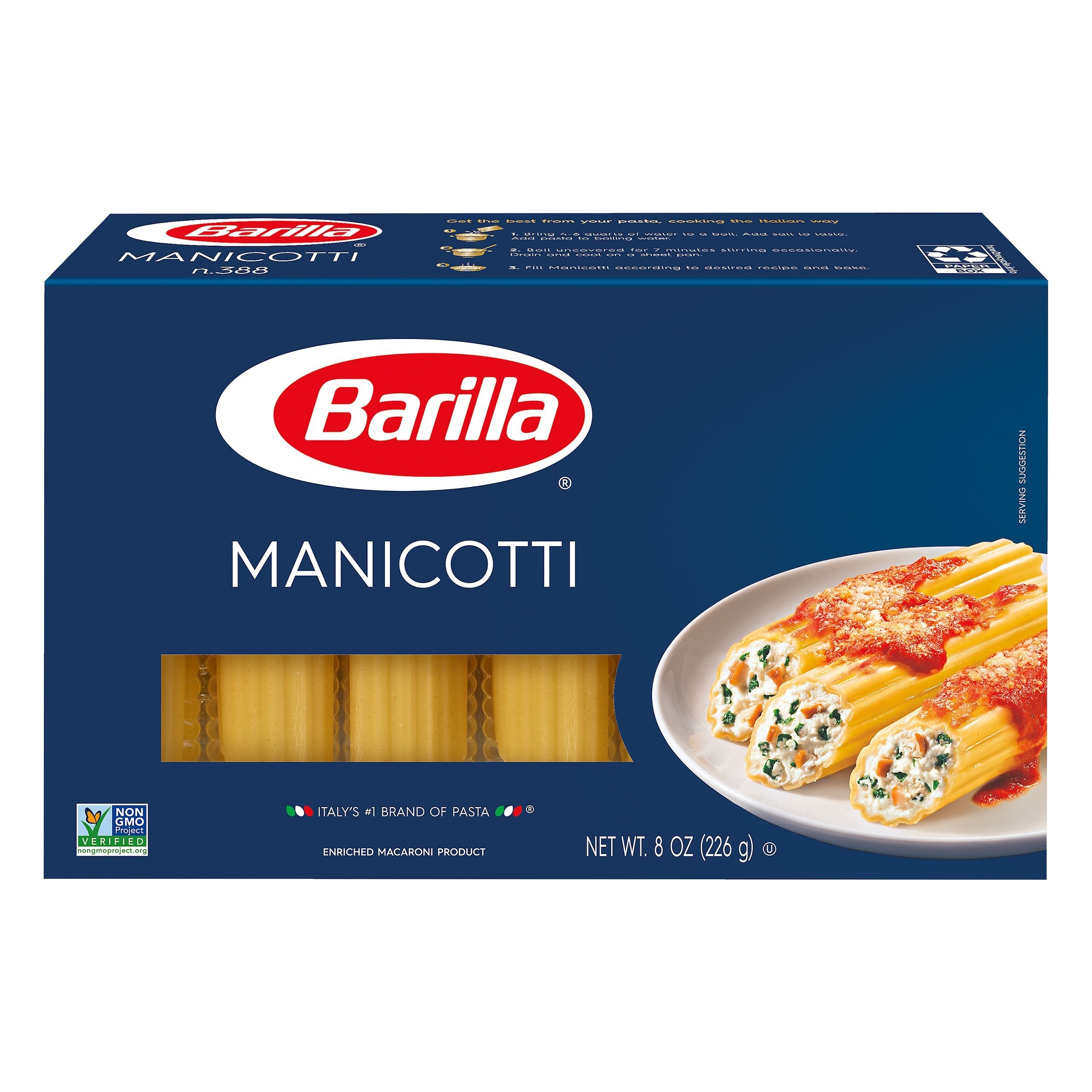 Barilla Pasta Manicotti - 8 OZ 12 Pack – StockUpExpress