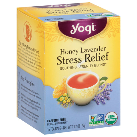 Yogi Caffeine Free Honey Lavender Stress Relief Tea - 16 CT 6 Pack