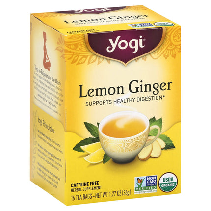 Yogi Organic Caffeine Free Lemon Ginger Digestion Tea - 16 CT 6 Pack
