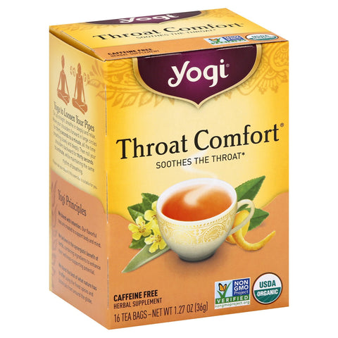 Yogi Organic Caffeine Free Throat Comfort Tea - 16 CT 6 Pack