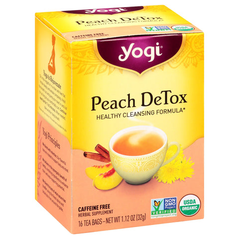 Yogi Organic Caffeine Free Peach Detox Tea - 16 CT 6 Pack