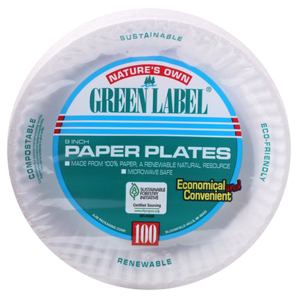 Green Label Paper Plates - 100 CT 12 Pack