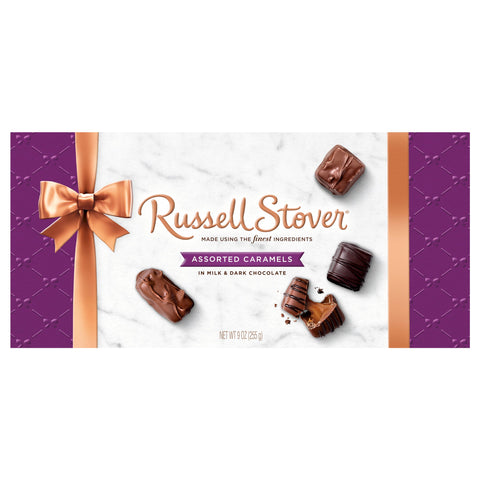 Russell Stover Assorted Caramels In Milk & Dark Chocolate - 9 OZ 6 Pack