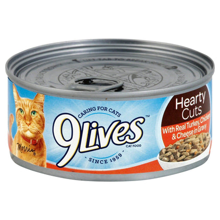 9 Lives Hearty Cuts Turkey Chicken Cheese In Gravy - 5.5 OZ 24 Pack