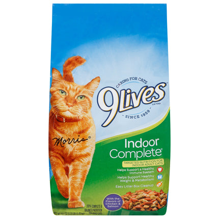 9 Lives Chicken & Salmon Cat Food Indoor Complete - 3.15 LB 4 Pack