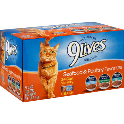 9 Lives Seafood Poultry Variety - 5.5 OZ Cans 24 Pack