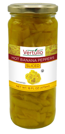 Vertullo Imports Banana Peppers - Sliced - 16 OZ 12 Pack