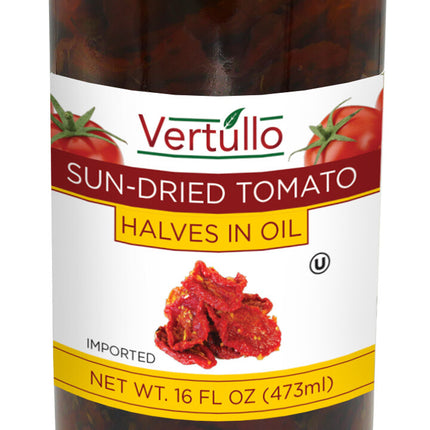 Vertullo Imports Sundried Tomatoes Halves in Olive Oil - 16 OZ 12 Pack