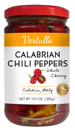 Vertullo Imports Calabrian Whole Cherry Chili Peppers - 10.5 OZ 6 Pack
