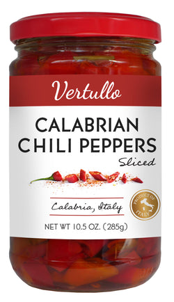 Vertullo Imports Calabrian  Sliced Peppers Chili - 10.5 OZ 6 Pack