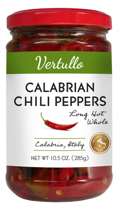 Vertullo Imports Calabrian Whole Long Hot Chili Peppers - 10.5 OZ 6 Pack