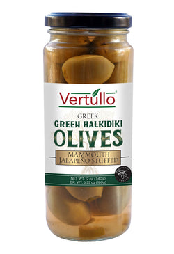 Vertullo Imports Halkidiki Olives W/ Jalapeno - 12 OZ 12 Pack