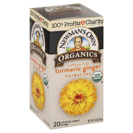 Newman's Own Turmeric Ginger Herbal Tea Bags - 20 CT 6 Pack
