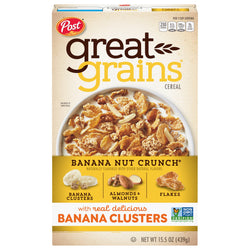 Post Great Grains Whole Grain Banana Nut Crunch Cereal - 15.5 OZ 12 Pack